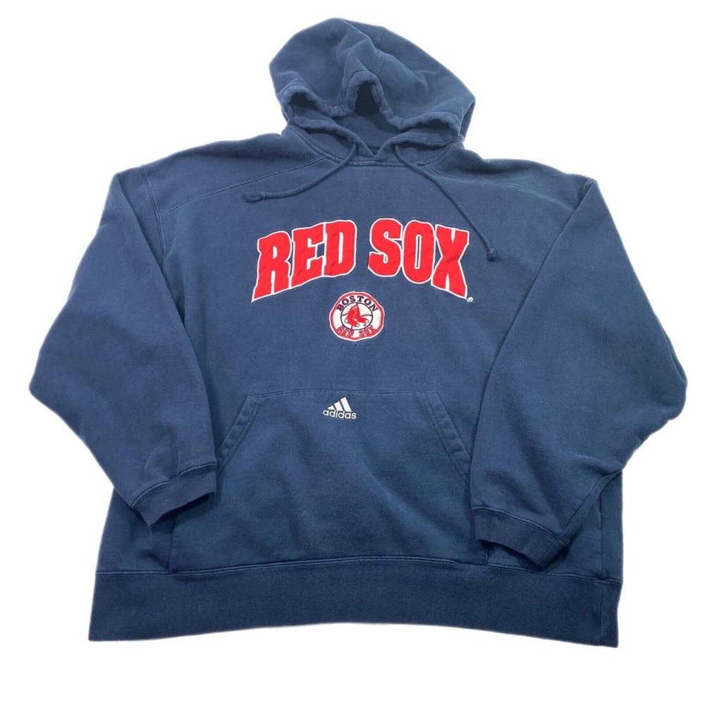 Vintage Adidas Boston Red Sox Hoodie Pullover Sweatshirt Men's 2XL Navy Blue